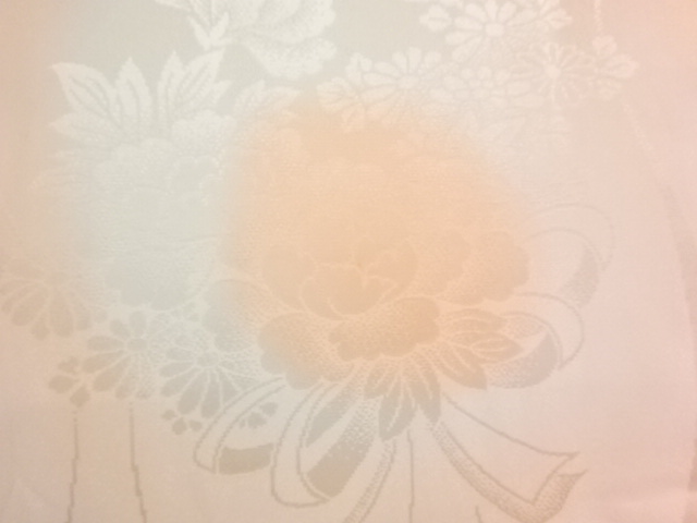  リサイクル　立涌に花薬玉模様織り出し単衣長襦袢